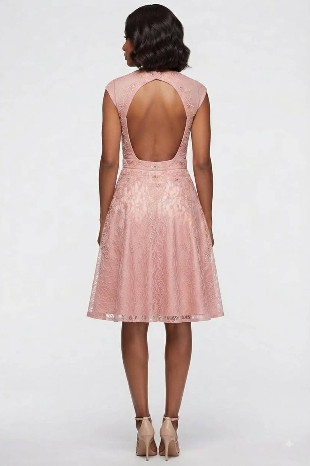 Sue Wong - Women's Cap Sleeve Cutout Back Floral Party Dress