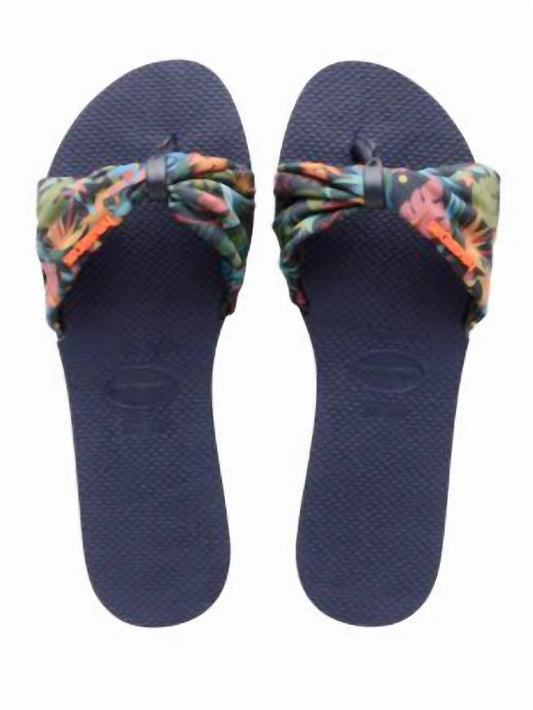 Tropical Print Strap Flip Flop