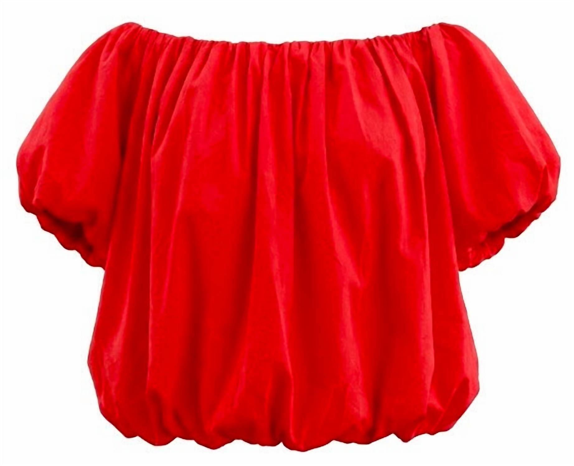 Vine & Love Bubble Sleeve Cotton Balloon Bottom Top in red - women's blouse - view 4