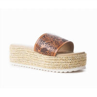 Let'S See Style - Women's Myra Tooled Leather Platform Slides