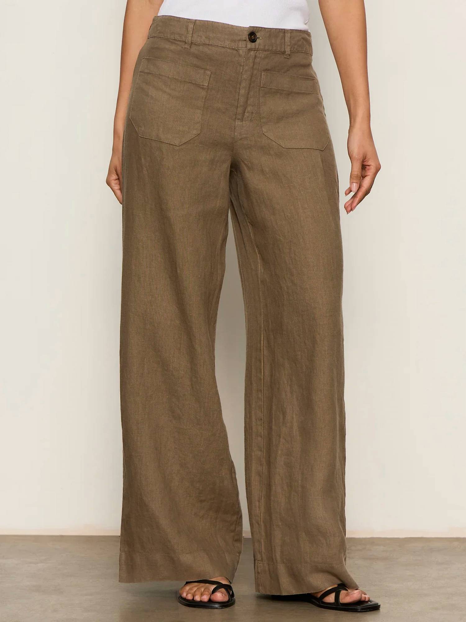 Sanctuary - Linen Marine Wide Leg Jeans