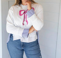 ee:some Wrapped With A Bow Blouse in grey navy - women's blouse - view 4