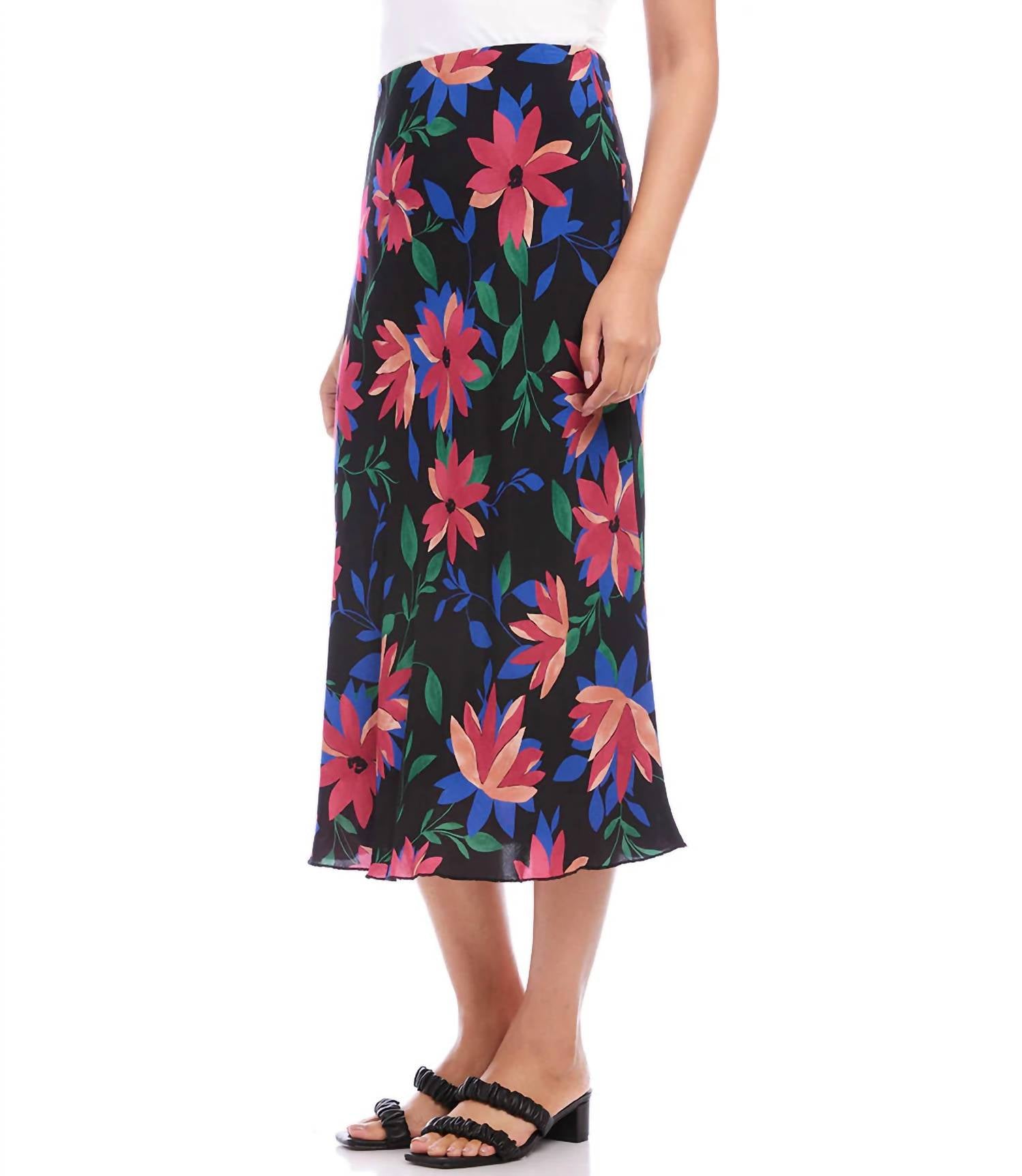 Karen Kane - Francesca Floral Print Bias Cut Midi Skirt