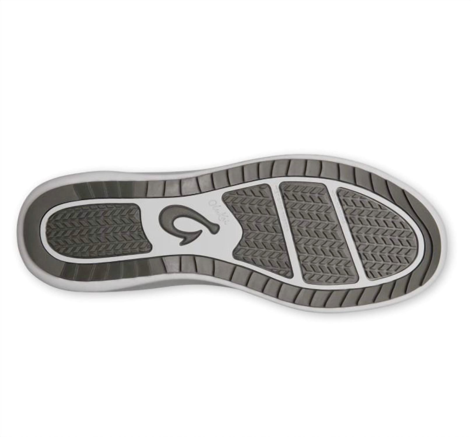 OluKai Women's Pehuea Sneakers in taupe gray - women's sneaker - detail view