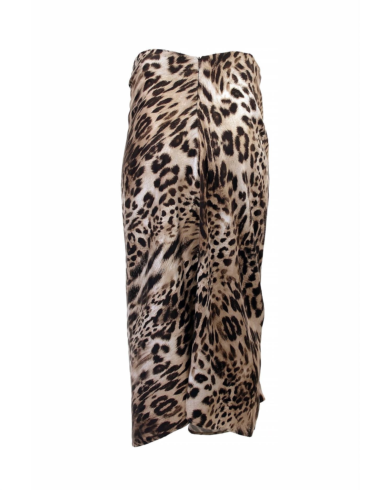 THEO the Label Danae Ruched Skirt in leopard - women's skirt - alternate view