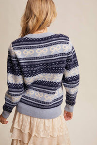 Listicle - Fair Isle Bow Knit Sweater
