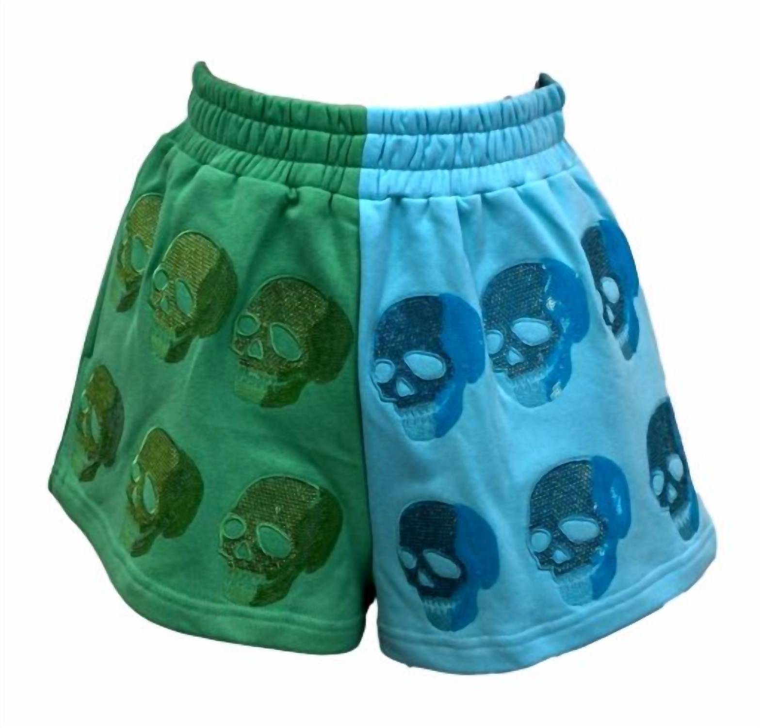 Queen Of Sparkles - Colorblock Skull Short