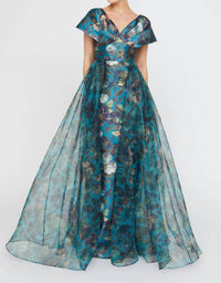 Theia - Azaria Draped V Neck Gown