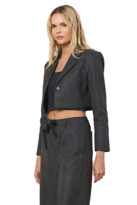 Vintage Havana - Faux Leather Blazer