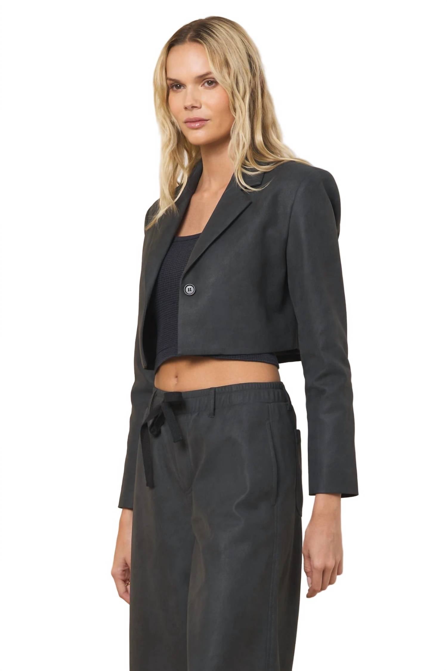 Vintage Havana - Faux Leather Blazer