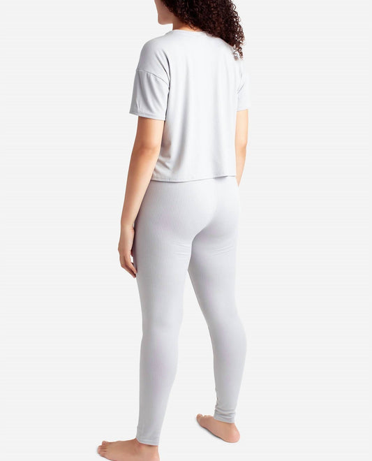 Danskin - Ribbed Boxy Raglan Tee Sleep Set With High Waisted Leggings