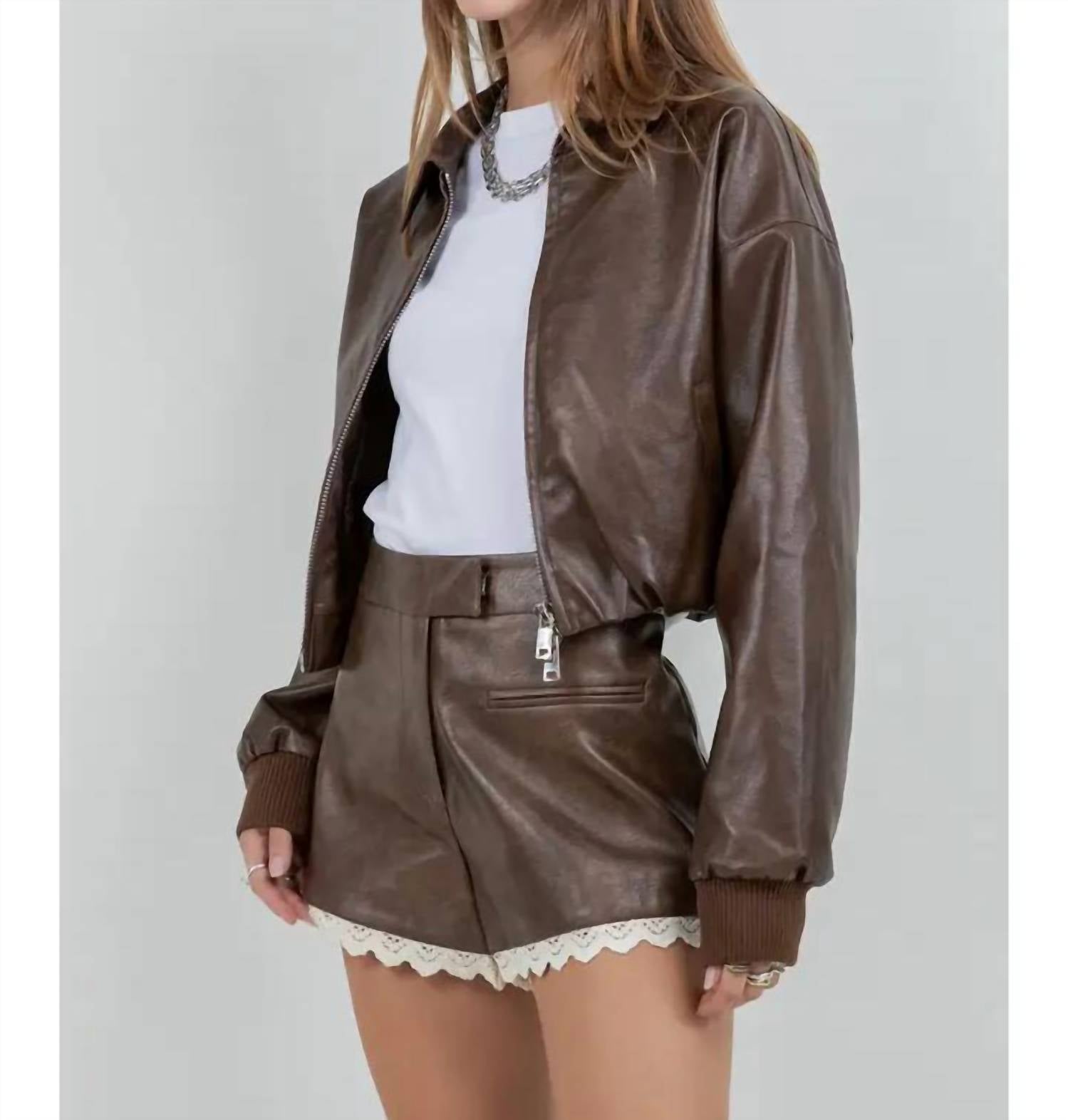 Whiteroom+Cactus - Faux Leather Zip Up Moto Jacket