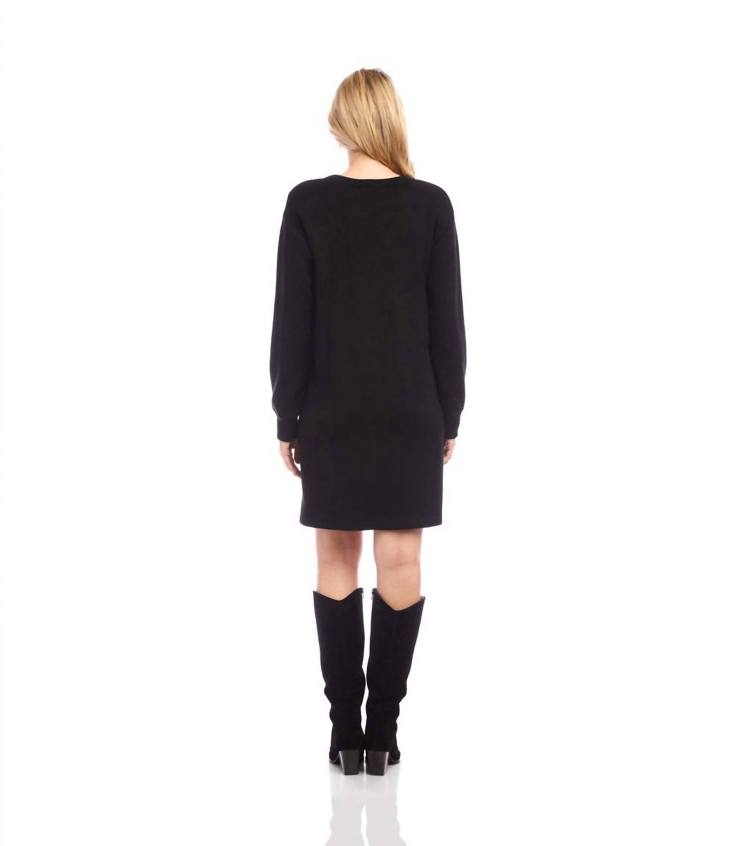 Karen Kane - Long Sleeve V-Neck Button Detail Dress
