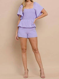 Tcec - Peplum Style Ahort Sleeve Romper