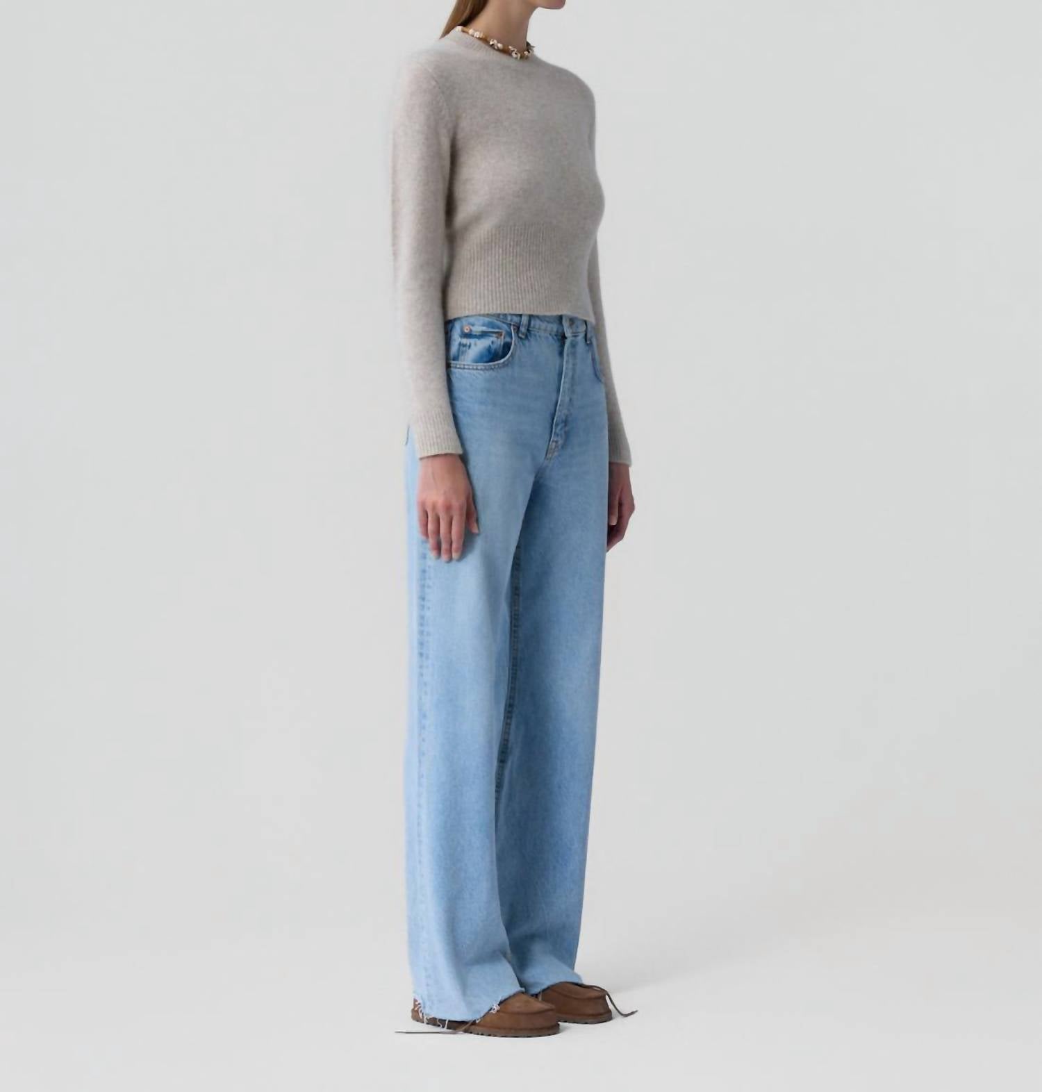 Guest In Residence Alina Crew Neck Sweater in residence alina crew neck sweater in sand - women's sweater - detail view
