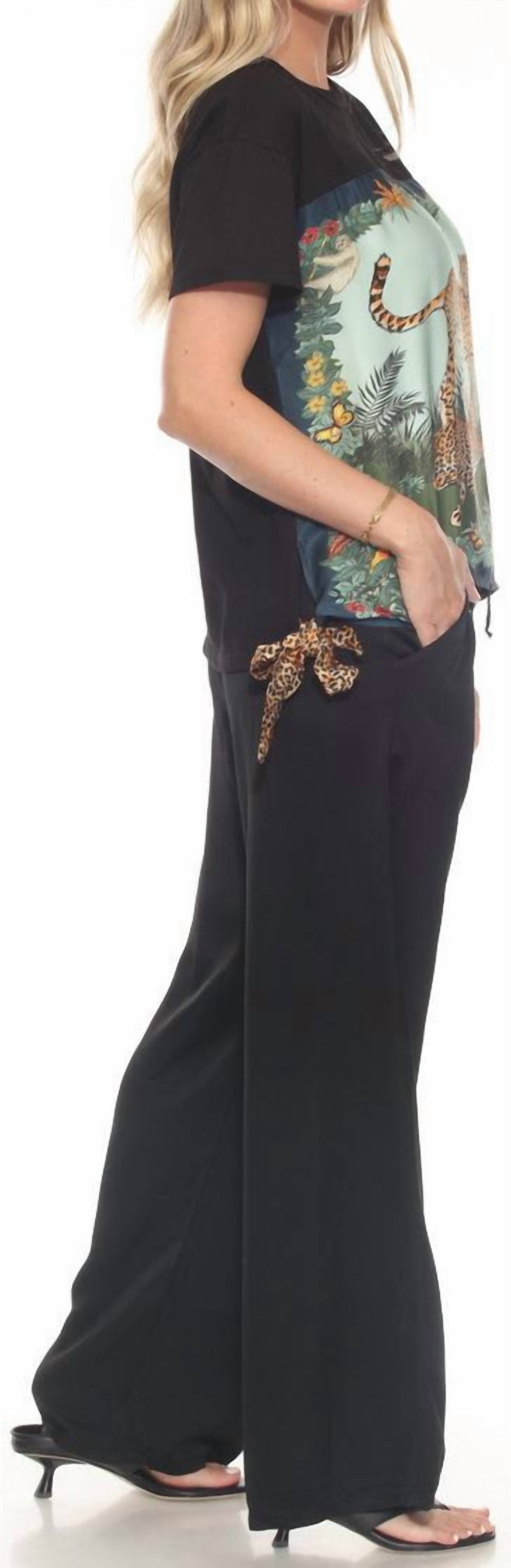 FLORA ASHLEY In And You Out Blouse in and you out blouse in black cheetah - women's blouse - alternate view
