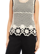 Karen Kane - Celine Crochet Flower Detail Sweater Tank