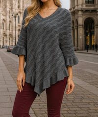 LTX Sportswear Wave Knit Poncho in gray - women's sweater