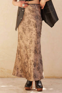 Promesa - Floral-Print Satin Maxi Skirt