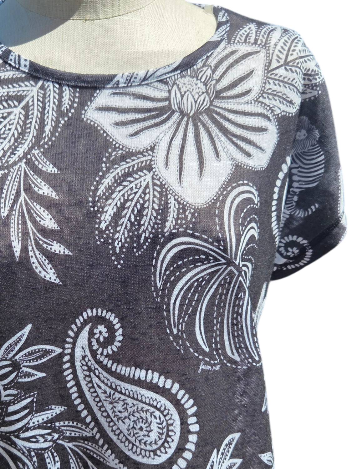 Renuar - Women's Short Sleeve Floral Tee