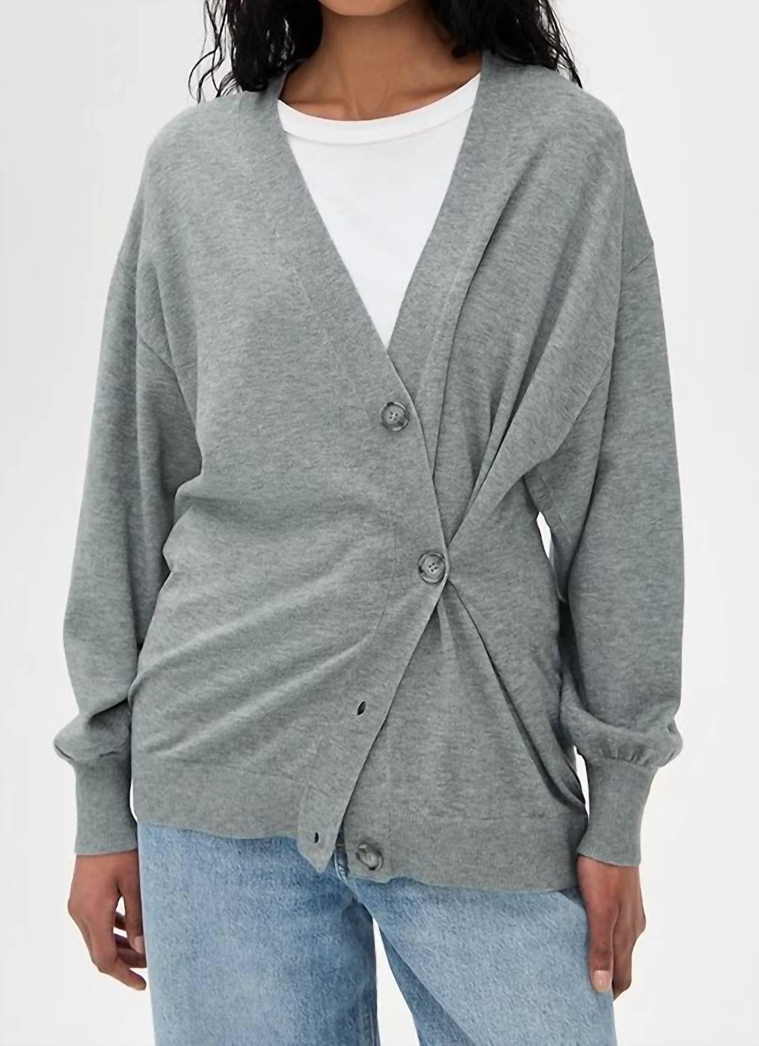 GOOD AMERICAN Multi Function Cardigan Sweater in charcoal - women's cardigan
