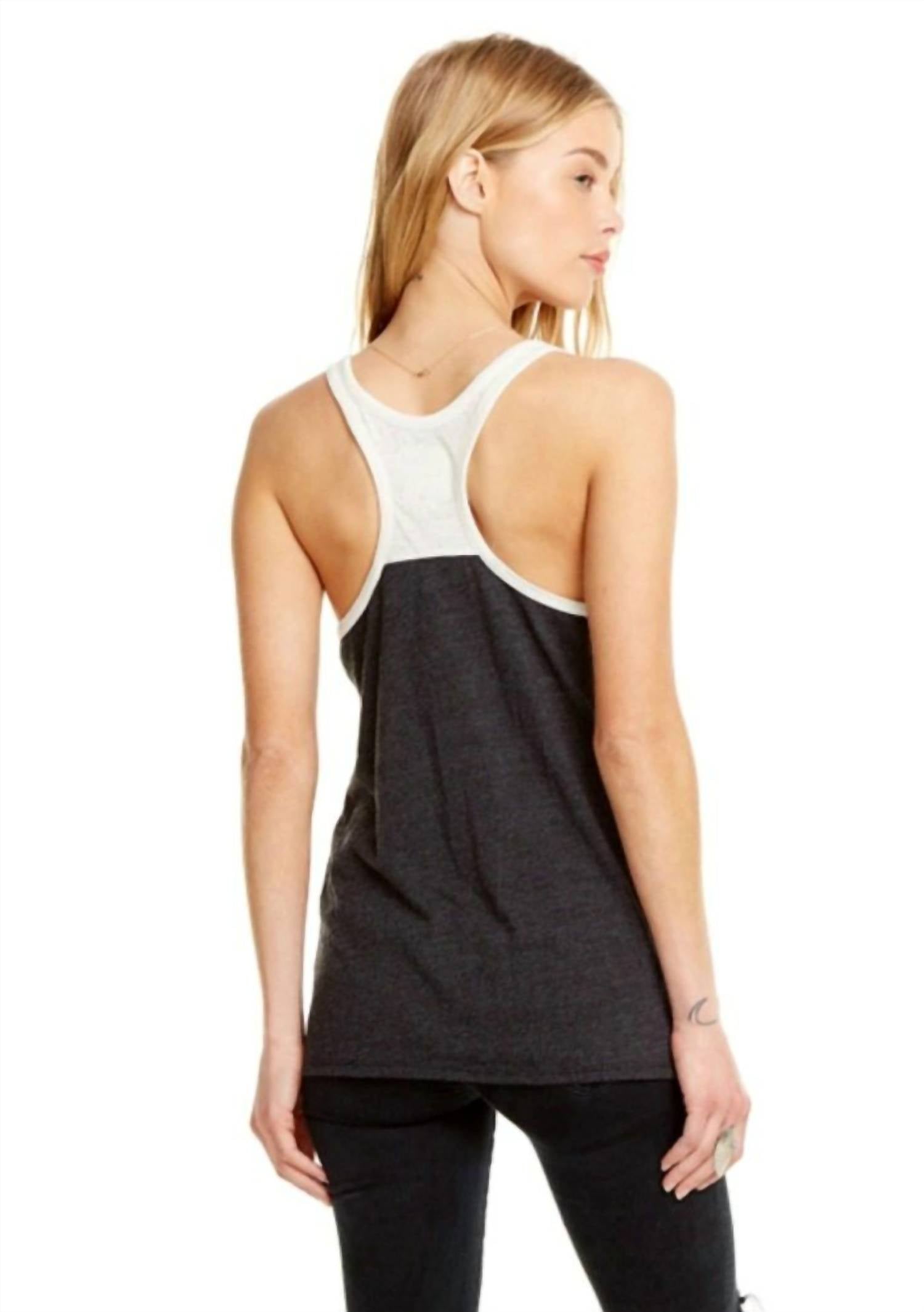 Chaser - Blocked Jersey Racerback With Pocket Tank Top