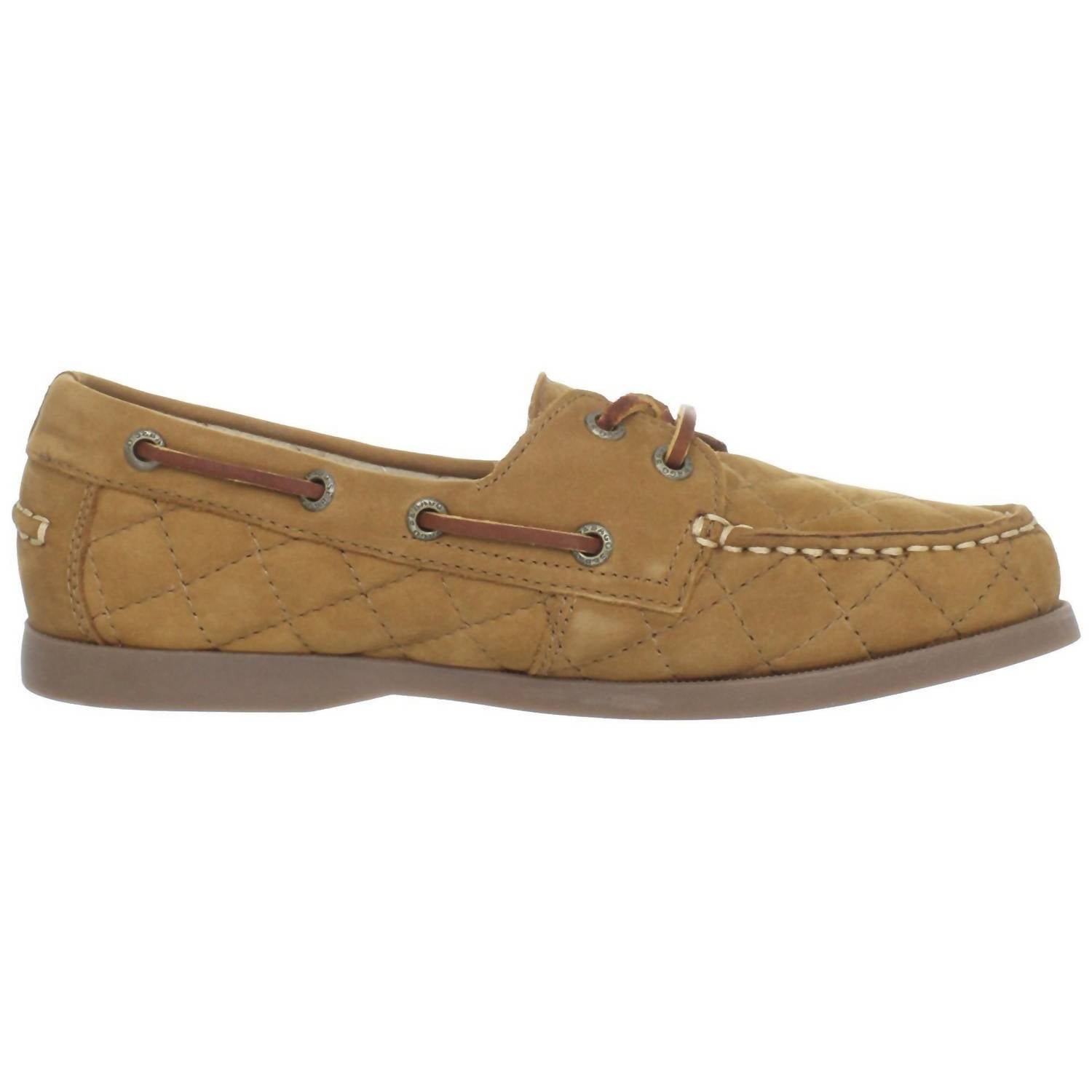 Sebago Women's Coast Two Eye Quilted Boat Shoes in wheat - women's flats - alternate view