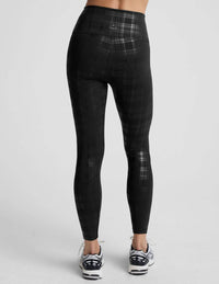 BEYOND YOGA High Waisted Legging in plaid foil black - women's pants - detail view