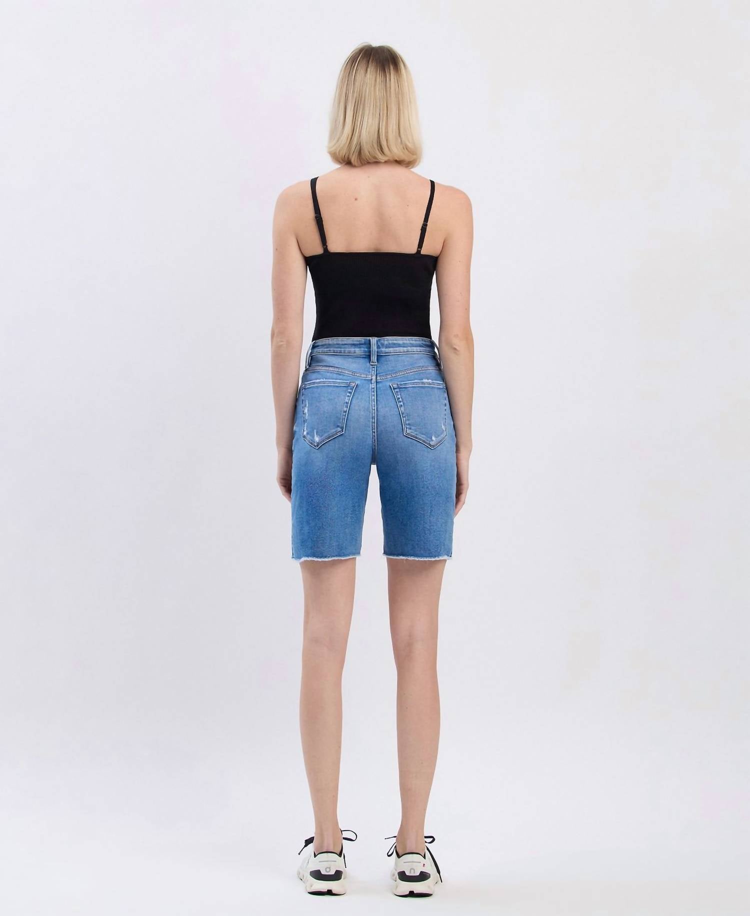 Vervet By Flying Monkey - High Rise Raw Hem Bermuda Shorts