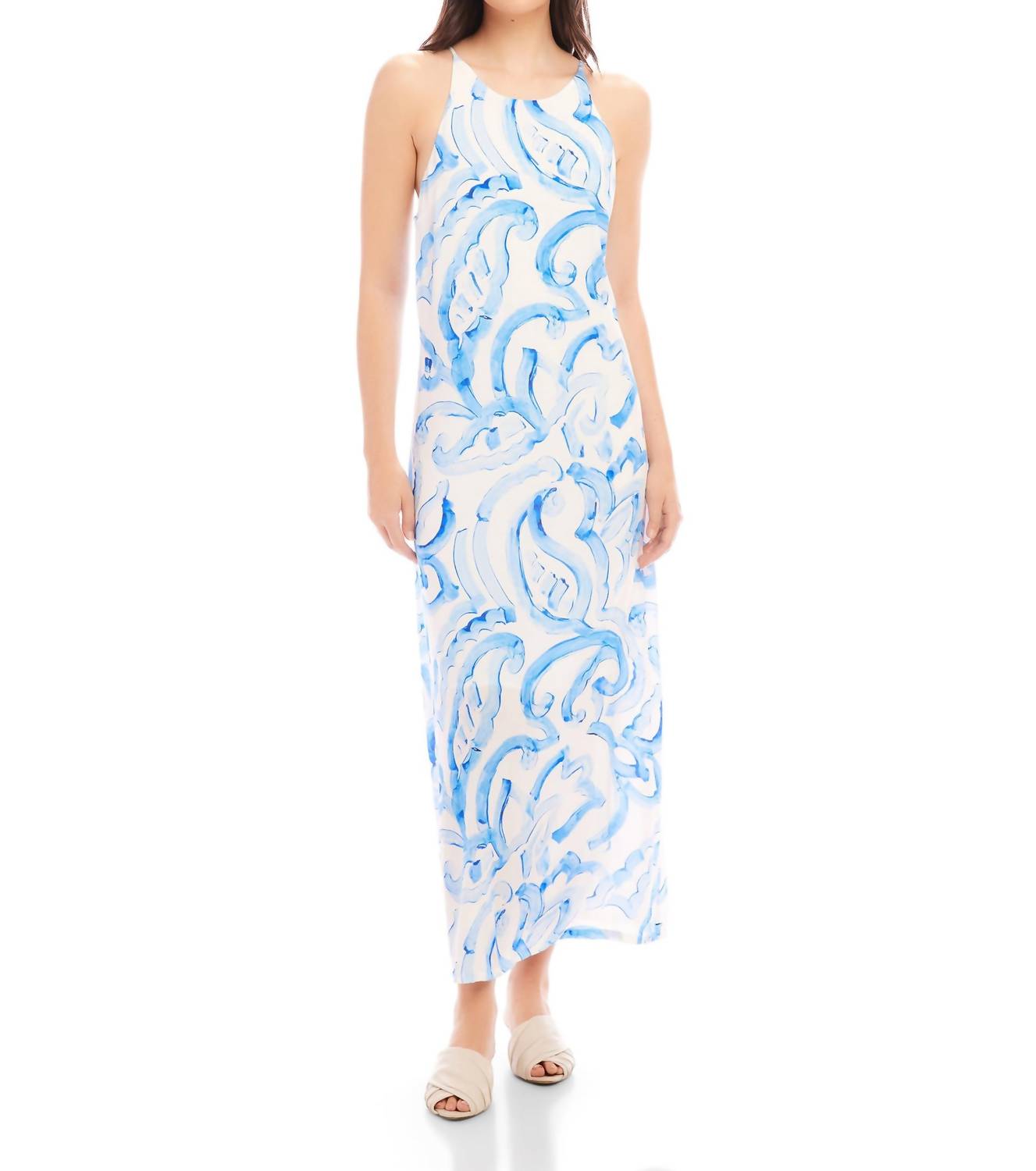 Fifteen Twenty Sera Paisley Print Crepe A Line Midi Dress in blue - women's dress - alternate view