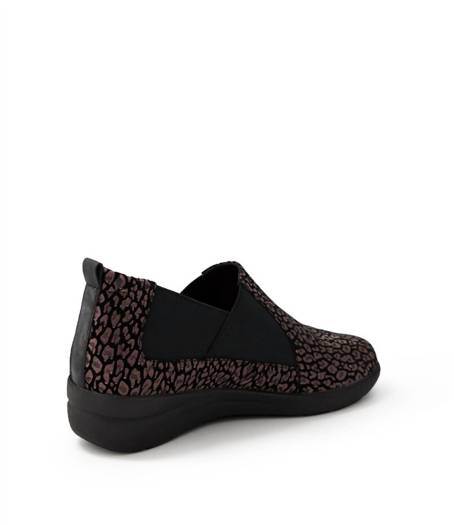 Ziera Women's Noslen Slip-on Loafers in black pewter leopard black - women's flats - detail view