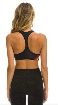 AVIATOR NATION 5 Stripe Sports Bra in charcoal - women's intimate - detail view
