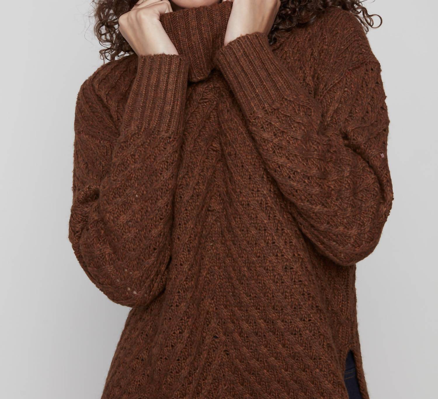 Charlie B - Diagonal Cable Cowl Neck Sweater