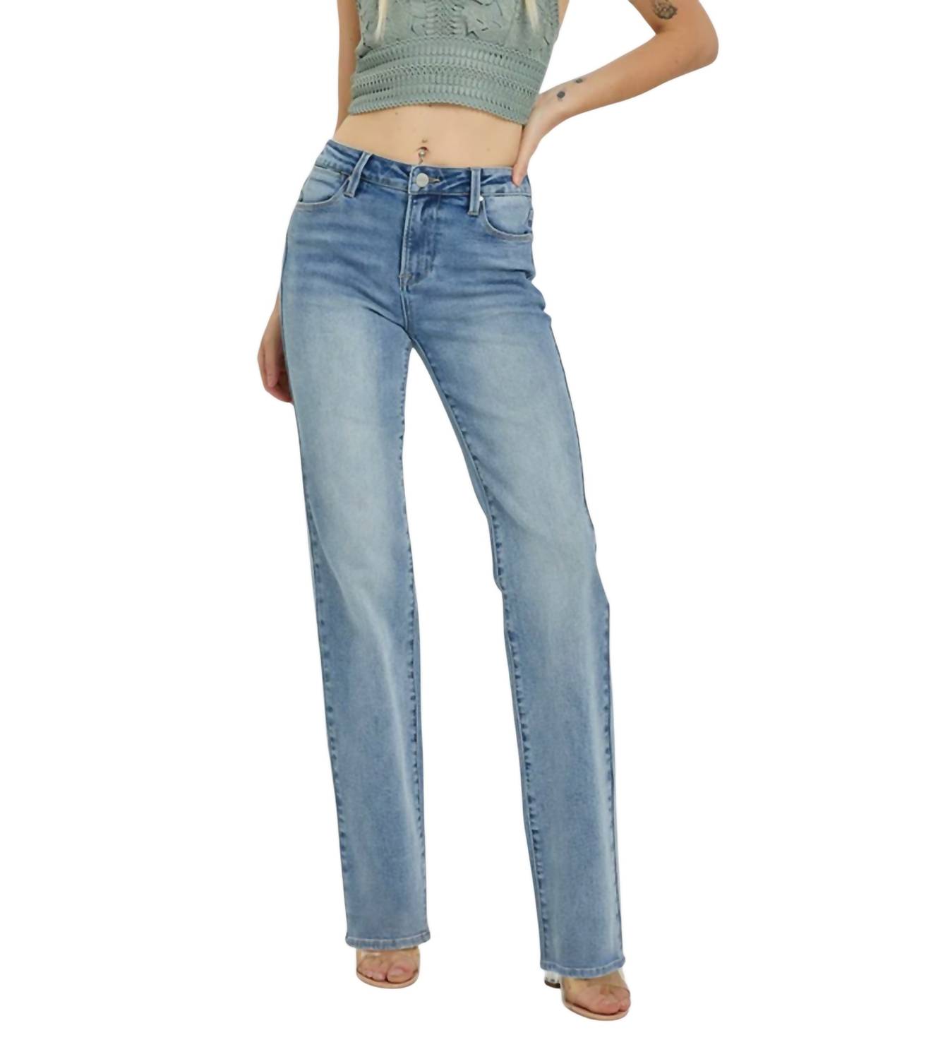 Risen - Mid Rise Straight Leg Jeans