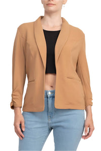 Philosophy - Shawl Collar Knit Crepe Blazer With Belt Pockets