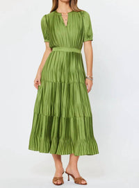 Current Air - Short Sleeve Pleated Maxi Dress