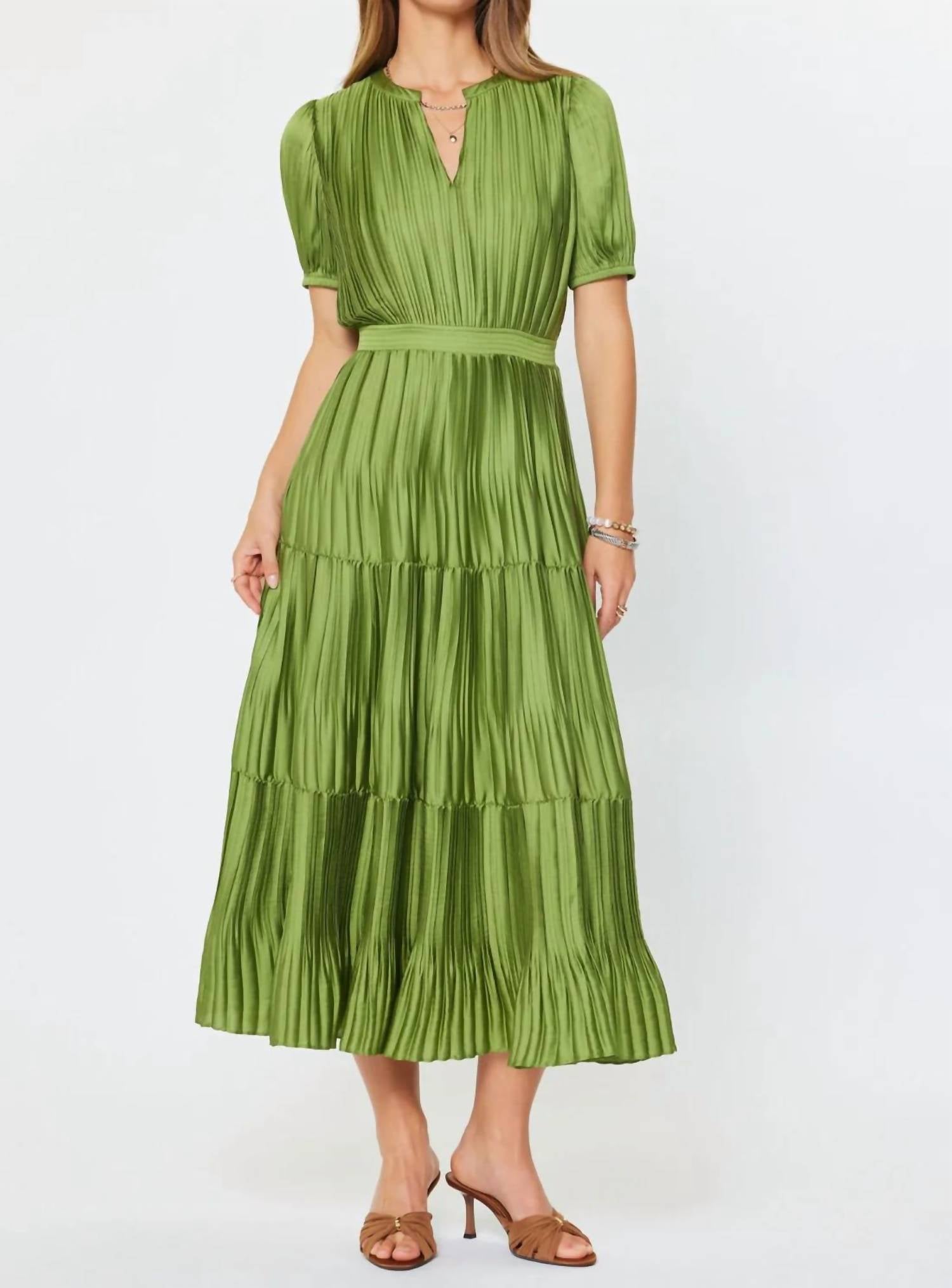 Current Air - Short Sleeve Pleated Maxi Dress