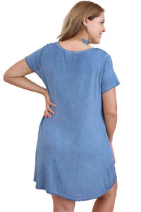 Umgee - Washed Criss Cross Short Sleeve Dress