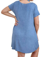 Umgee - Washed Criss Cross Short Sleeve Dress