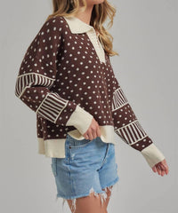 Bon - Just for Fun Polka Dot Collar Sweater