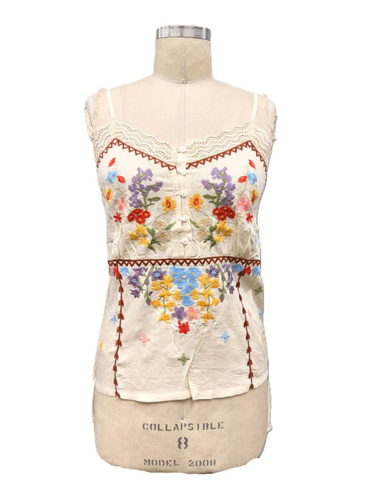 Paparazzi - Embroidered Viscose Woven Tank Top