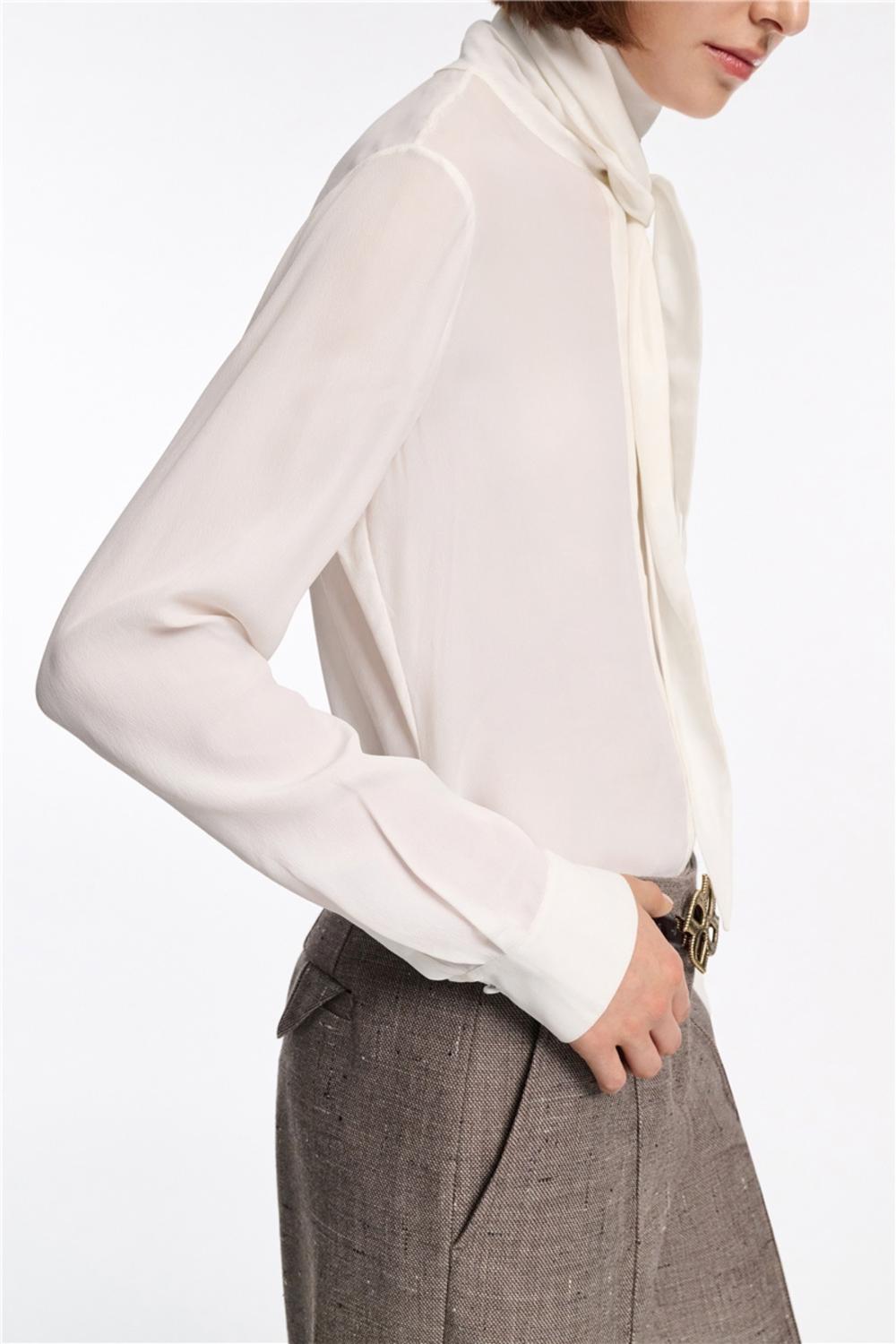 DOROTHEE SCHUMACHER Soft Vibe Silk Blouse in white - women's blouse - detail view