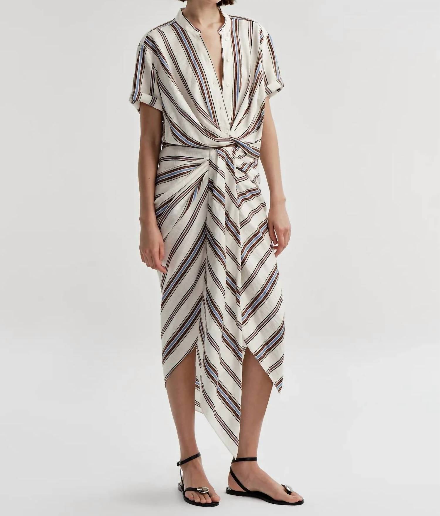 A.L.C. - Rhodes Striped Linen Midi Skirt