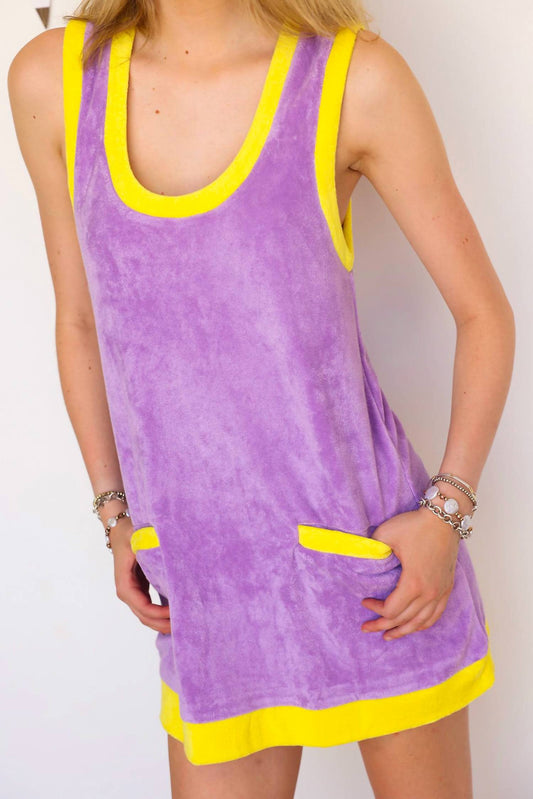 Karlie - Solid Colorblock French Terry Scoop Dress