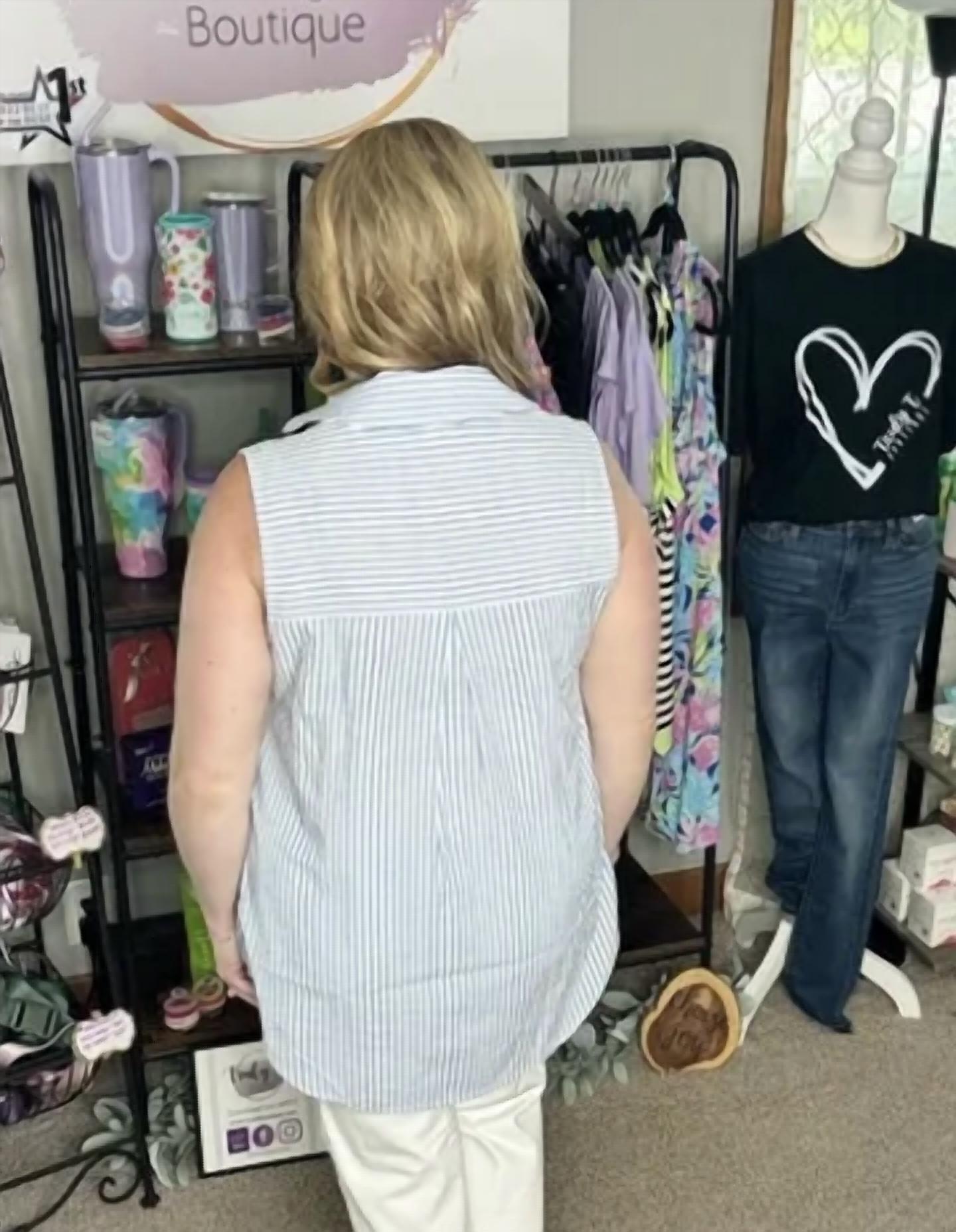 Sew In Love - Navy & Ivory Breezy Days Sleeveless Top