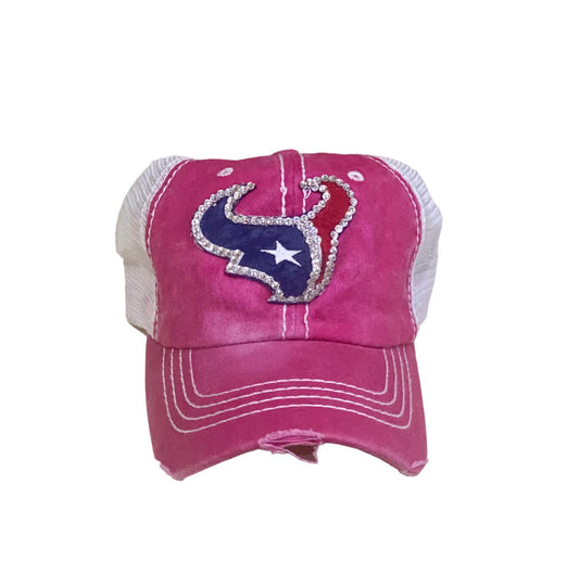 Sweet Texas Treasures - Women's Distressed Houston Texan Trucker Cap