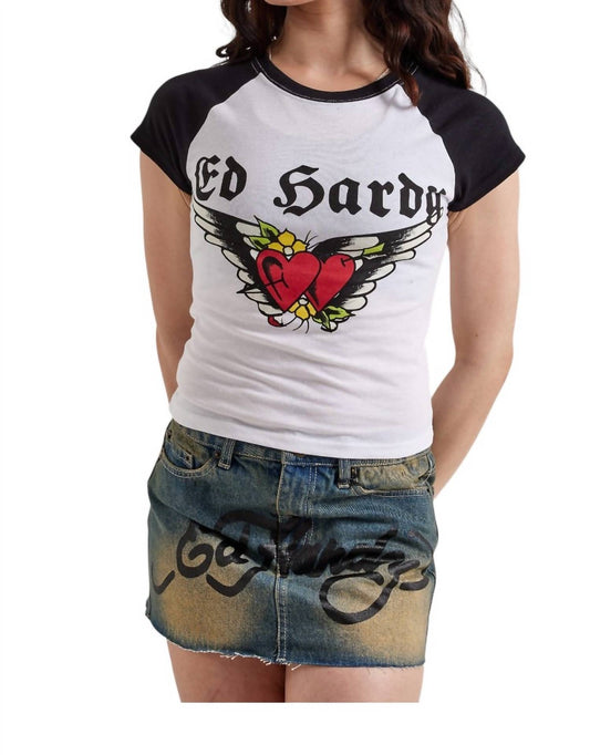 Ed Hardy - Heart Wings Raglan Cap Sleeve Tee