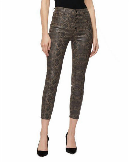 J Brand - Lillie High Rise Snake Print Skinny Coated Crop Jeans