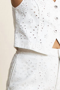 Hersy - Grace Vest Eyelet Top And Short Set