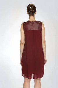 Joseph Ribkoff - Pleated Faux Leather Trapeze Dress